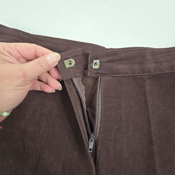 Vintage Chalie Chalie Velvet Slacks Brown  Pants Back Pocket Design Size 28 - Picture 7 of 16